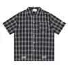 Camisa a Cuadros Retro Americana de Manga Corta para Hombre 2026 Verano Marca de Moda Casual Holgada de Media Manga con Diseño Perezoso
