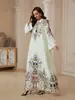 Sw2610 Elegante Vestido Estampado Tallas Grandes Nuevo 2026 Diseño de Borlas Estampado con Pedrería Corte A con Dobladillo Amplio