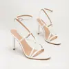 Tacones de aguja con tira y punta abierta para mujer, sandalias de tacón alto de estilo europeo y americano de lujo ligero, sandalias de tacón de aguja de estilo romano, modernas y sencillas