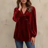 Tienda Independiente de Amazon Otoño 2026 Nueva Moda Casual para Mujer Europea y Americana Top de Terciopelo con Mangas Largas y Cuello en V