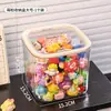 Linda cajita de almacenamiento, caja sorpresa de mini juguetes de comida transparente, tarro para tarjetas de puntos, adorno de escritorio, soporte para exhibición de accesorios para el cabello