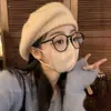 Boina de Punto de Pelo de Conejo Venta al por Mayor de Fábrica Estilo Coreano para Mujer de Cabeza Grande Plegable Gorro de Artista Venta al por Mayor Boina para Otoño e Invierno