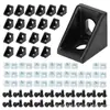 Acessórios para Perfil de Alumínio 2020 Suporte Angular de Alumínio 17*20 Liga de Alumínio Tubo Quadrado Peça de Fixação Conector de Suporte Preto