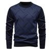 Transfronteiriço 25 Novas Malhas de Inverno Masculinas com Forro de Fleece e Espessadas Casuais de Gola Redonda Quentes Malhas Masculinas para Homens de Meia-Idade