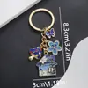 Chaveiro Transfronteiriço Criativo Esmalte Flor Azul Borboleta Casa Cogumelo Nicho Fofo Acessório de Bolsa Pingente