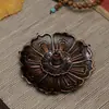 Porta Incenso com Design de Lótus, Porta Incenso Três Tesouros, Bandeja de Incenso Cobre Antigo, Queimador de Incenso Multiuso, Suporte de Incenso de Interior Três-em-Um para Uso Doméstico