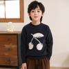 Suéter de Lana 100% Grueso de Doble Hilo con Cuello Semi-alto, Suéter Pulóver Moderno Bordado de Cerezas para Niños y Niñas