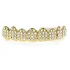 Venta Caliente Europea y Americana Hiohop Incrustado de Diamantes Ocho Dientes Superiores y Seis Dientes Inferiores Chapado en Oro Hip-Hop Tooth Grills Moda Transfronteriza Venta al por Mayor