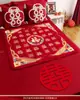 Alfombra de Bendición de Boda Bordada con la Palabra "Fu" para Cien Bendiciones, un Nacimiento Temprano de un Niño Precioso, la Prensa de la Cama de la Novia, una Colección Completa de Artículos de Preparación para la Boda para la Mujer