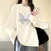 Moletom Redondo Estilo Coreano Estilo Preguiçoso para Mulheres Outono e Inverno 2025 Roupa Externa Oversize Solto Veludo Espessado Top Tendência