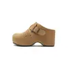 Sapatos Birkenstock com Solado Grosso de 9CM Sapatos Birkenstock para Pessoas Baixas Sapatos Vazados Versáteis Slip-on Bico Fechado Meio Abertos Sandálias Birkenstock