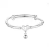Pulsera de Campana de Paz de Bambú para Mujer, Estilo Nacional, Nubes de la Suerte, Diseño de Bambú, Pulsera de Empuje y Tirón de Alta Gama, Regalo para Novia