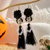 Aretes de Halloween de Dibujos Animados con Calavera y Borlas de Perlas Personalizados Creativos de Yongge Jewelry, Estilo Europeo y Americano Transfronterizo