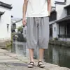 Pantalones Cortos de Verano Finos Estilo Chino para Hombre, Seda Helada, Tacto Similar al Lino, Talla Grande, Estampado de Rayas, Holgados, Casual