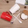 Caneca de cerâmica Dehua criativa digital Copo fosco copo de oz casal com tampa colher copo de água faça logotipo