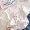 Camiseta de Verano de Algodón Puro de Manga Corta para Niñas, Moda Infantil para Bebé Holgada Nueva Top Estilo Coreano Verano Camiseta de Media Manga