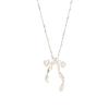 S925 Sterling Silver Light Luxury High-end Tridimensional Bow Ribbon Design Colar Internet Celebrity Sweet Celebrity Silver Pendant