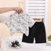 Bonito Niño Pequeño Camisa con Letras Tie-dye de Manga Corta Conjunto de Dos Piezas Verano 2025 Ropa de Verano para Bebé Ropa Infantil