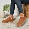 2026 Cruzamento Plus Size Feminino Plano Cor Sólida Forrado com Lã Engrossado Quente Inverno Novo Comércio Exterior Feminino Quente Sapatos de Algodão