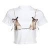 Estilo Coreano Verão Novo Padrão de Biquíni Versátil Estilo de Rua Garota Picante Slim-Fit Cropped Gola Redonda Manga Curta Ombro Normal Camiseta