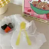 Tenedor Cuchara de Postre Cuadros Florales Retro Estilo Ins Coreano Vajilla para Niña Accesorios para Sesión de Fotos Generación de Un Botón