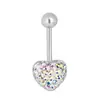 Popular joyería transfronteriza de comercio electrónico europeo y americano, acero inoxidable, forma de corazón, incrustaciones de diamantes, piercing de ombligo, arcilla suave, corazón de diamantes completos