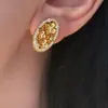 Nuevos Pendientes Huecos Plegados con Forma de Flor Ovalada de Estilo Vintage con Diamantes, Moda Exquisita Francesa, Lujo Ligero y Sensación de Alta Gama