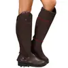 Botas de equitação 2024 outono e inverno novo estilo botas longas, botas de cano alto planas, botas de cavaleiro de bico redondo e salto baixo, botas longas com zíper nas costas