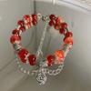 Llegada Nueva Brazalete de Esmalte Color Rosa Fuegos Artificiales Estilo Retro Femenino Juventud Artística Nicho Pulsera de Perlas Novia Femenina