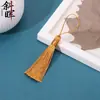 Borla de hilo de poliéster de 8 cm de grosor, colgante antiguo estilo chino, abanico redondo, marcapáginas Hanfu, nudo chino, hecho a mano