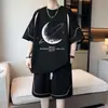 Camiseta de Verano para Adolescentes Conjunto de Manga Corta Hombre 2025 Nuevo Talla Grande Holgado Deportivo Casual Conjunto Hombre Conjunto de Dos Piezas