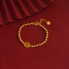 2022 Nuevo brazalete de oro de imitación moda nacional cabeza de Buda hueco brazalete carácter fu joyería retro para mujer cadena de cuentas ajuste