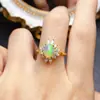 Anillo de Ópalo Blanco Natural Popular al por Mayor de Fábrica Plata S925 Incrustado Piedra Principal 6*8 Joyería de Lujo Venta Directa de Fábrica