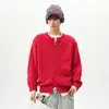 Suéter Cardigan Nasa Outono e Inverno Cor Retro Color Blocking Falso Duas Peças Unissex Tendência Solto Malha para Casal Jaqueta Casual