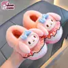 Chinelos de algodão Sanrio outono e inverno para crianças meninas, quentes e de pelúcia, My Melody pai-filho casa sapatos de algodão grossos para bebê