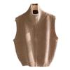 Chaleco de punto con cuello alto, sencillo y cómodo, con doble cremallera, estilo nuevo y elegante para principios de otoño, camiseta básica adelgazante que combina con todo.