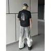 Comercio Transfronterizo Estilo Vibe de la Alta Calle Americana Graffiti Jeans Desgastados Unisex Trendy Retro Pantalones Rectos Sueltos
