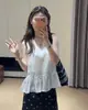 Conjunto de verano súper elegante: un conjunto completo de top sin mangas estilo coreano para mujer y pantalones anchos de lunares de nueve puntos conjunto de moda