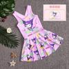 Traje de baño de una pieza para niñas, novedad de 2024, conjunto de falda de baño para niños de dibujos animados, bañadores para niños pequeños y medianos, traje de baño para niñas