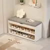 Banqueta para cambiarse los zapatos para entrada de casa, zapatero con asiento, mueble zapatero y banco de almacenamiento integrado para entrada, banqueta a prueba de polvo para zapatos