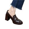 Em Estoque Entrega Rápida Sapatos Loafer Camélia de Salto Alto para Mulheres, Sapatos de Salto Grosso, Novo Modelo 2026, Sapatos de Couro Bico Redondo para o Trabalho, Versátil