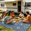 Comercio Exterior 2.7x5.5m Mat Bohemio Tejido de Plástico para RV Jacquard Azul Impermeable de Secado Rápido Exterior Patio Playa