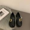 Sapatos Pretos de Couro Estilo Britânico para Mulheres 2026 Primavera e Outono Novos Retro Versáteis Salto Bloco Mary Jane Mocassins