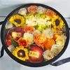 Caja de Regalo de Frutas y Flores del Festival de Mediados de Otoño Caja de Regalo Redonda Negra Paquete de Regalo Caja de Regalo para Cigarrillos Paquete de Materiales DIY