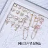 Encaje Plateado Súper Brillante Estilo Francés Adornado con Diamantes, Diamantes Agrupados, Mariposa Blanco Plateado en Forma de Arco, Decoración de Uñas de Circonita