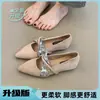 Sapatos de Salto Solos Apontados com Laço Estilo Francês para Mulheres, Novo Modelo Primavera e Outono 2026, Perfeitos para Combinar com Vestidos, Sapatos Mary Jane de Veludo Baixo