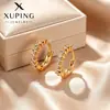 Pendientes vintage Xuping de fila única con gemas artificiales engastadas en garra, aleación de cobre, pendientes de círculo geométrico de moda, joyería para mujer, venta al por mayor