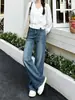 Jeans de estilo retro, corte ajustado, pierna ancha con adornos de pedrería para mujer, nueva colección otoño/invierno 2026, con diseño de cintura alta y corte recto hasta el suelo