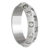 Anel Clássico Europeu e Americano Xadrez Diamante Dupla Fileira Feminino Aço Titânio Design Ins Quadrado Literário Anel Xadrez
