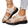 Artículos en stock Nuevo estilo de primavera Comercio exterior Zapatos de mujer Suela plana Doble velcro Boca de pez Sandalias para mujer Transfronterizo Más vendidos Talla grande Zapatos Venta al por mayor